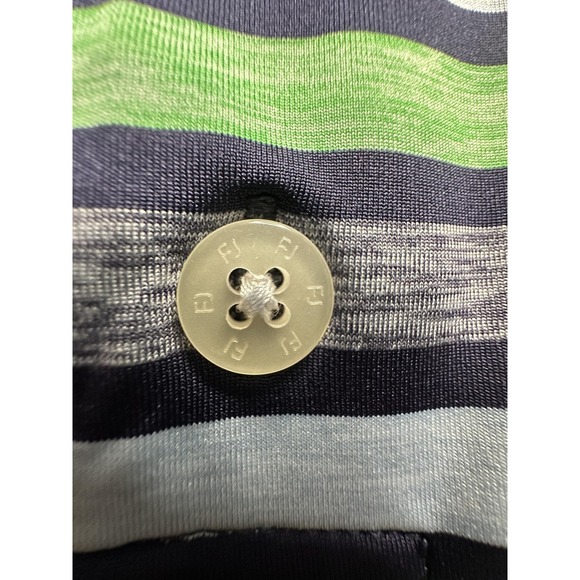 FootJoy Cowboys Golf Club Polo Shirt Mens Medium Blue Green Stripe Golf Stretch - Picture 4 of 11